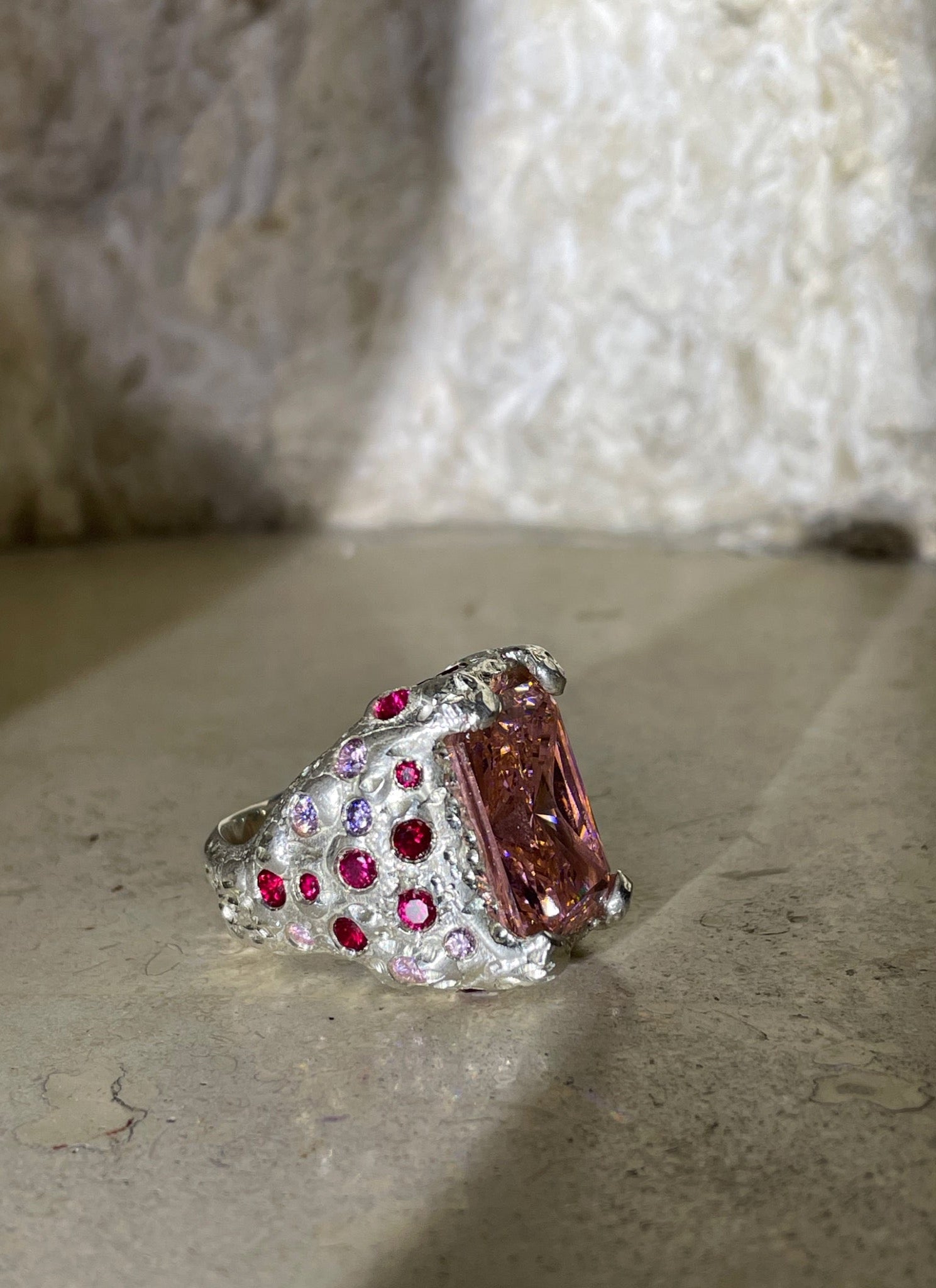 Multen Pink CUSTOM MOLTEN PINK STONE RING – LETRA