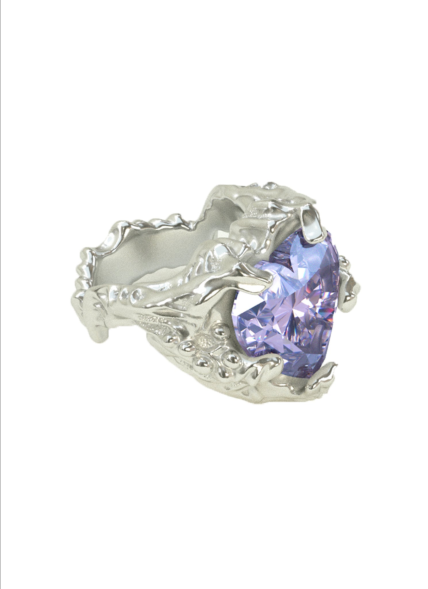 MOLTEN LAVENDER HEART STONE RING - LETRA