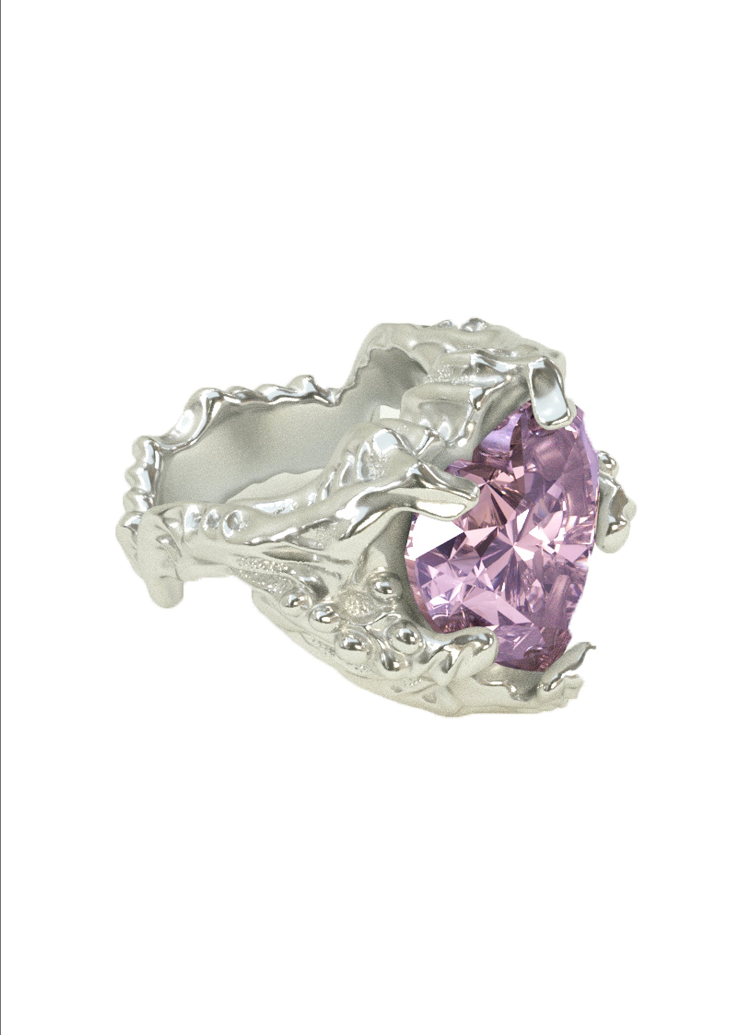 MOLTEN PINK HEART STONE RING - LETRA